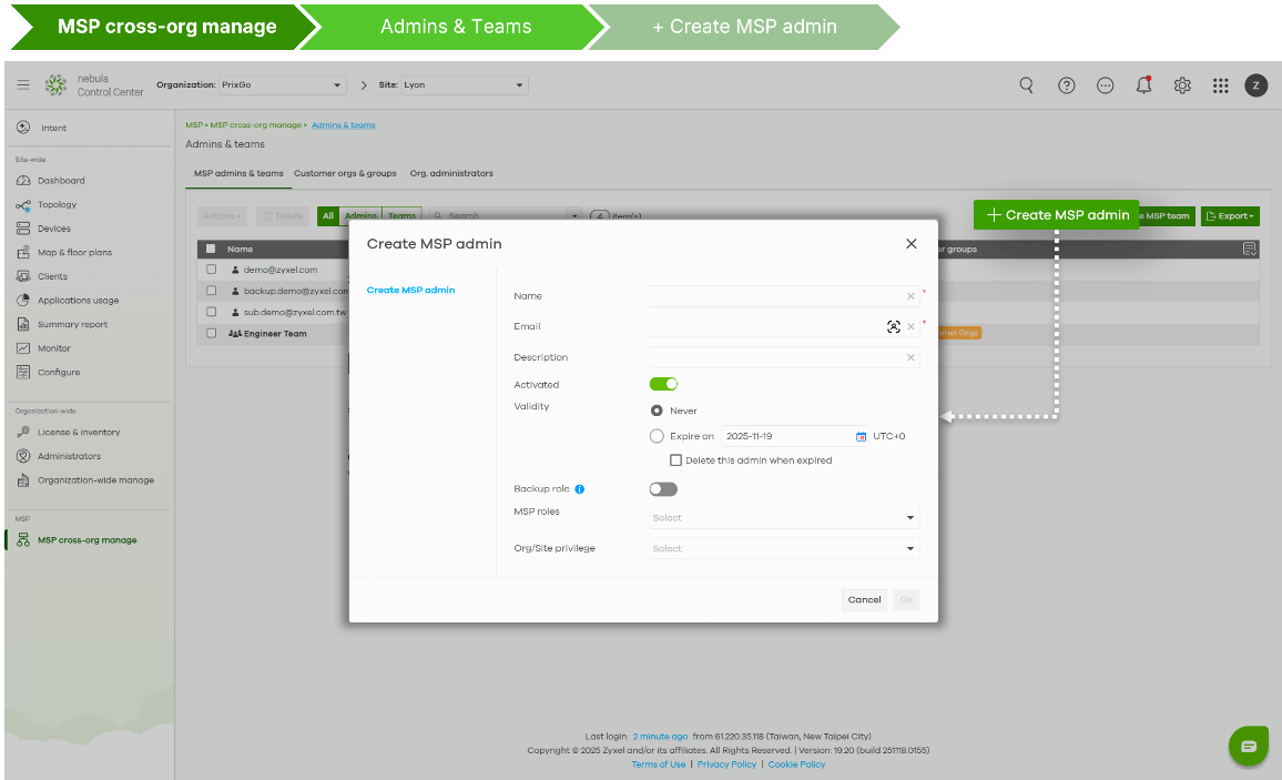 Create individual admin with assign roles